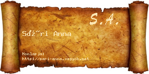 Sári Anna névjegykártya