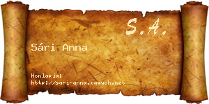 Sári Anna névjegykártya